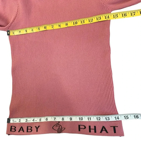 Baby Phat Love Star Long Sleeve Crewneck Rib Knit Sweater Pullover Size 1X Pink - Picture 13 of 16